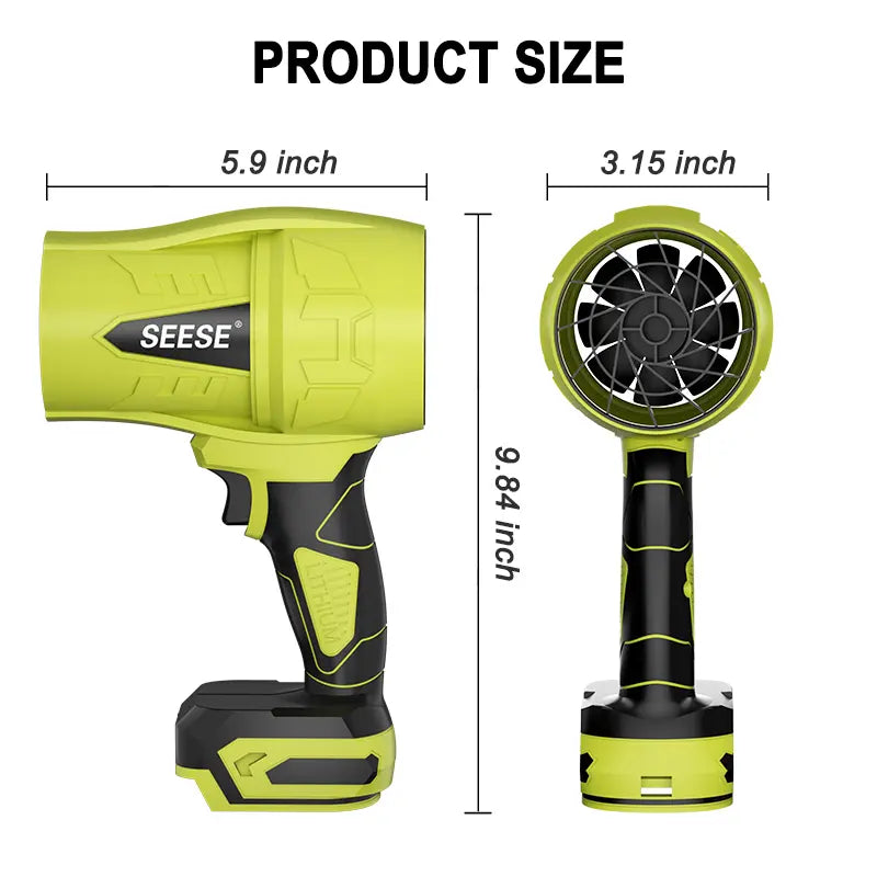 SEESE 1000G High‑Thrust Cordless Turbo Jet Blower, Pure Copper Motor, Multi‑Use for Car Drying, Leaf & Snow Removal, Home & Garden