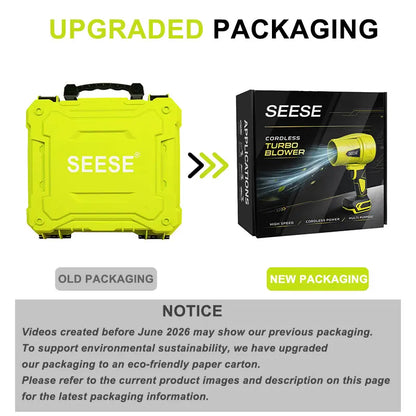 SEESE 1000G High‑Thrust Cordless Turbo Jet Blower, Pure Copper Motor, Multi‑Use for Car Drying, Leaf & Snow Removal, Home & Garden
